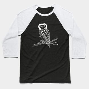 Boho Heart Barn Owl Graphic Baseball T-Shirt
